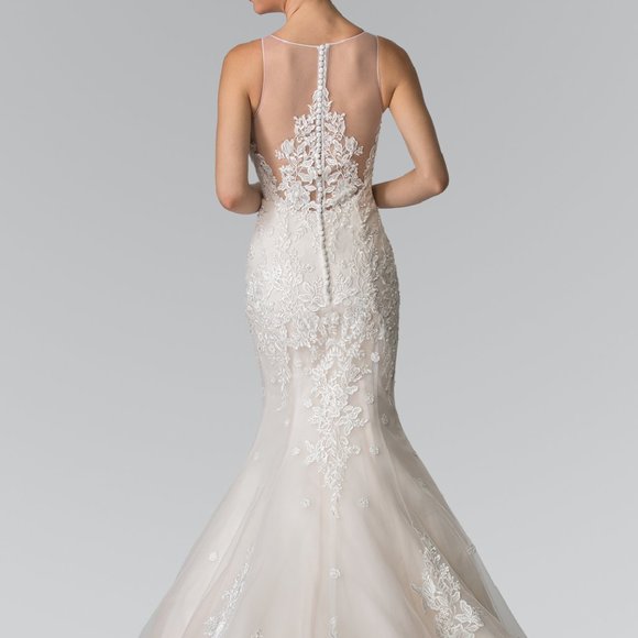 Illusion Neck Sleeveless Wedding Dress GSGL2369 - Picture 2 of 8